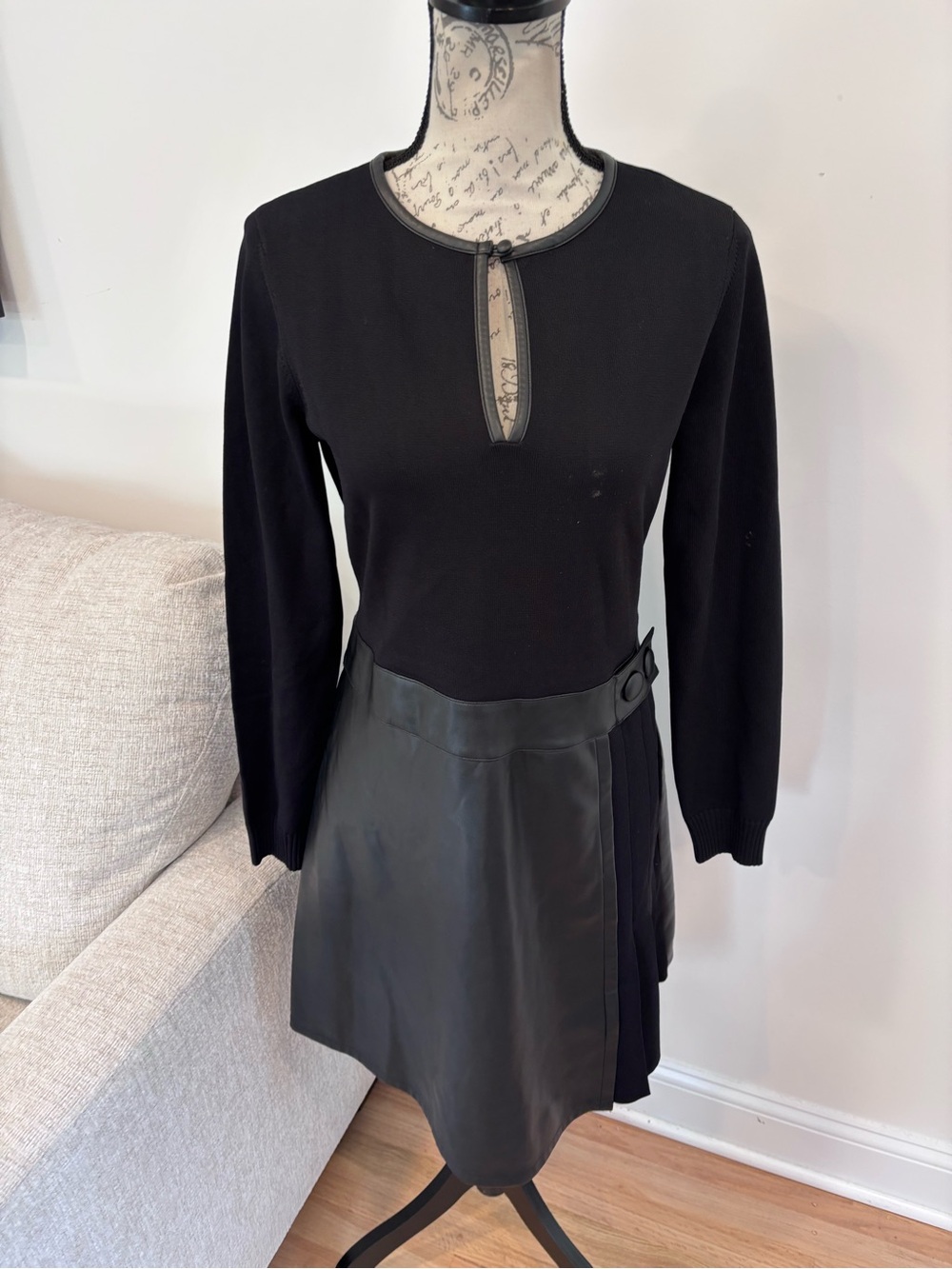 Shoshanna Delancey Pleated Mixed Media Mini Dress size large